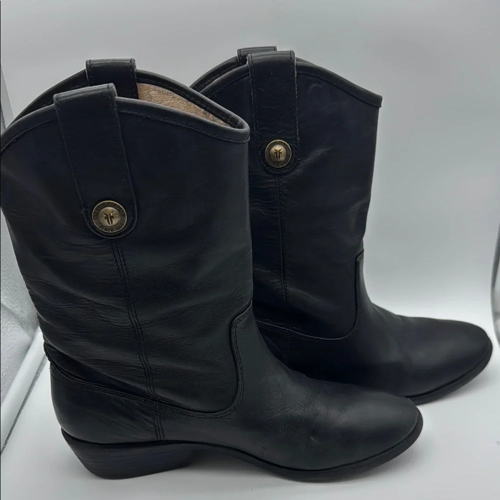 Frye Melissa button boys western boots leather Black Boots